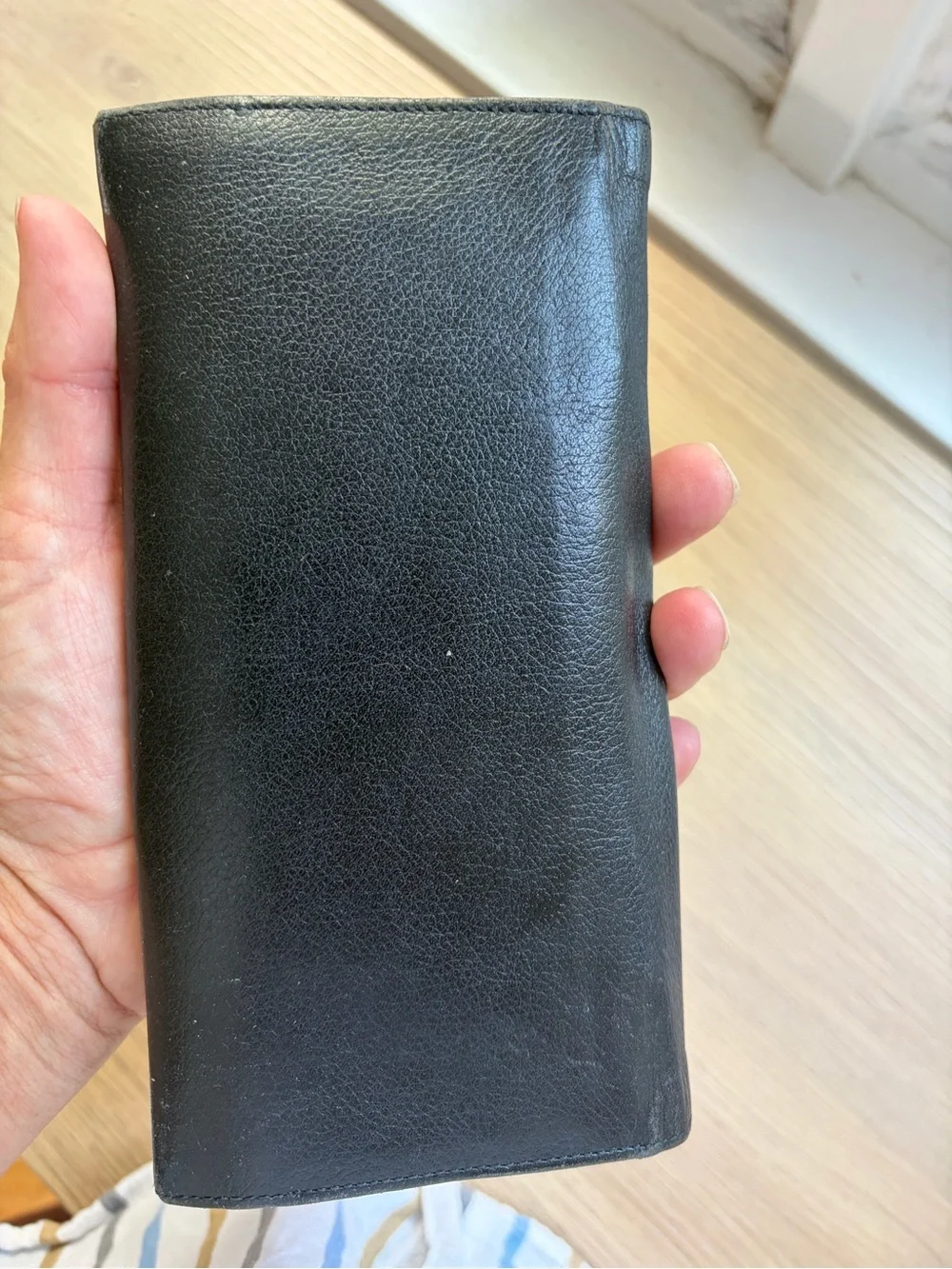 Saint Laurent Black Leather Continental Wallet with Gold Corner Hardware